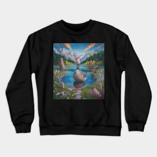 watercolor zombie goose in lake with horns Crewneck Sweatshirt